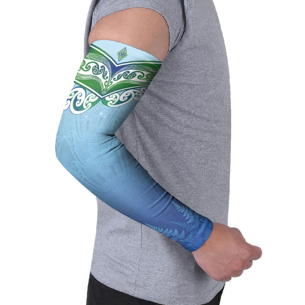 Aotearoa New Zealand New Year Arm Sleeves Maori Motifs with Silver Fern and Matariki Stars