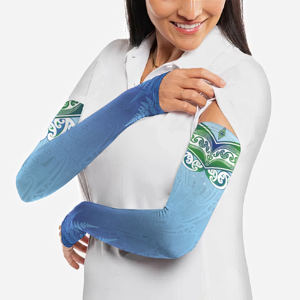 Aotearoa New Zealand New Year Arm Sleeves Maori Motifs with Silver Fern and Matariki Stars