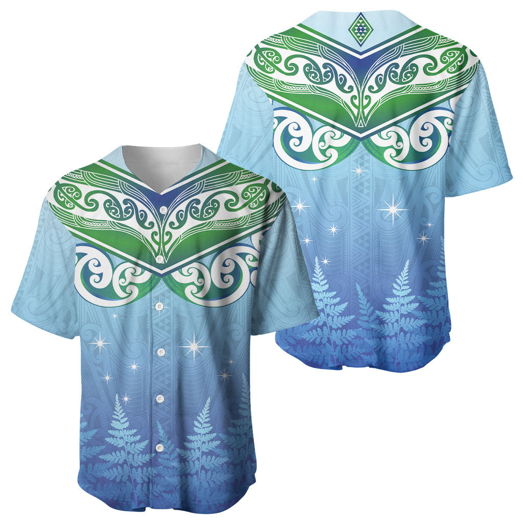 Aotearoa New Zealand New Year Baseball Jersey Maori Motifs with Silver Fern and Matariki Stars
