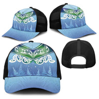 Aotearoa New Zealand New Year Baseball Net Cap Maori Motifs with Silver Fern and Matariki Stars