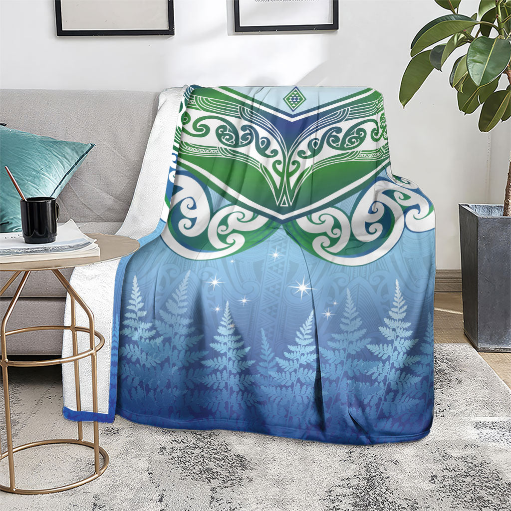 Aotearoa New Zealand New Year Blanket Maori Motifs with Silver Fern and Matariki Stars