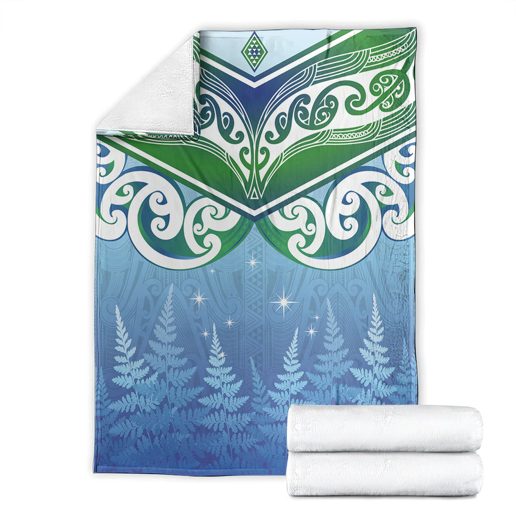 Aotearoa New Zealand New Year Blanket Maori Motifs with Silver Fern and Matariki Stars