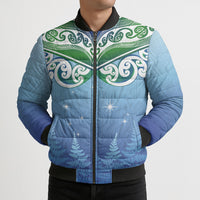 Aotearoa New Zealand New Year Bomber Puffer Jacket Maori Motifs with Silver Fern and Matariki Stars