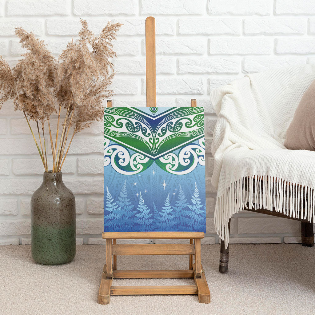 Aotearoa New Zealand New Year Canvas Wall Art Maori Motifs with Silver Fern and Matariki Stars