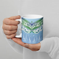 Aotearoa New Zealand New Year Ceramic Mug Maori Motifs with Silver Fern and Matariki Stars