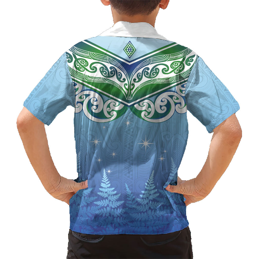 Aotearoa New Zealand New Year Family Matching Puletasi and Hawaiian Shirt Maori Motifs with Silver Fern and Matariki Stars LT03 - Polynesian Pride