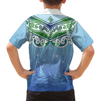 Aotearoa New Zealand New Year Family Matching Puletasi and Hawaiian Shirt Maori Motifs with Silver Fern and Matariki Stars LT03 - Polynesian Pride
