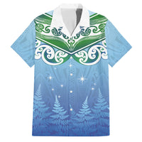 Aotearoa New Zealand New Year Family Matching Puletasi and Hawaiian Shirt Maori Motifs with Silver Fern and Matariki Stars LT03 Dad's Shirt - Short Sleeve Multicolor - Polynesian Pride