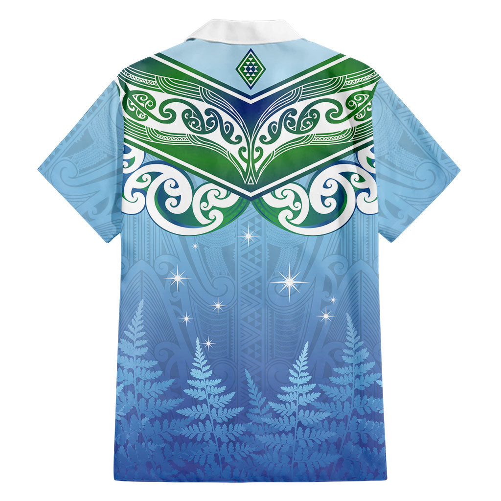 Aotearoa New Zealand New Year Family Matching Puletasi and Hawaiian Shirt Maori Motifs with Silver Fern and Matariki Stars LT03 - Polynesian Pride