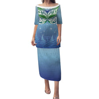 Aotearoa New Zealand New Year Family Matching Puletasi and Hawaiian Shirt Maori Motifs with Silver Fern and Matariki Stars LT03 Mom's Dress Multicolor - Polynesian Pride