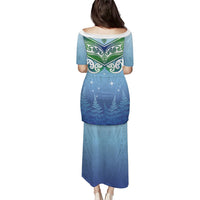 Aotearoa New Zealand New Year Family Matching Puletasi and Hawaiian Shirt Maori Motifs with Silver Fern and Matariki Stars LT03 - Polynesian Pride