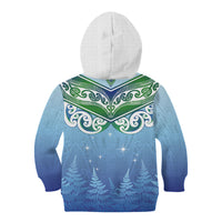 Aotearoa New Zealand New Year Kid Hoodie Maori Motifs with Silver Fern and Matariki Stars