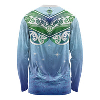 Aotearoa New Zealand New Year Long Sleeve Shirt Maori Motifs with Silver Fern and Matariki Stars