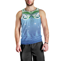 Aotearoa New Zealand New Year Men Tank Top Maori Motifs with Silver Fern and Matariki Stars