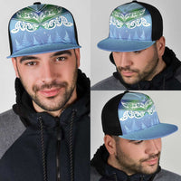 Aotearoa New Zealand New Year Mesh Trucker Cap Maori Motifs with Silver Fern and Matariki Stars