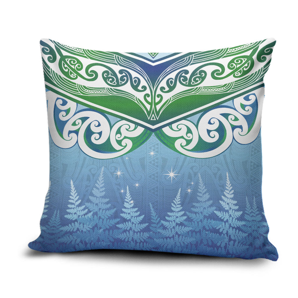 Aotearoa New Zealand New Year Pillow Cover Maori Motifs with Silver Fern and Matariki Stars