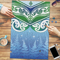 Aotearoa New Zealand New Year Puzzle Maori Motifs with Silver Fern and Matariki Stars