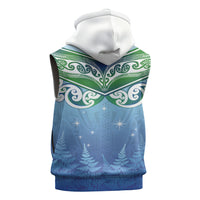 Aotearoa New Zealand New Year Sleeveless Hoodie Maori Motifs with Silver Fern and Matariki Stars LT03 - Polynesian Pride
