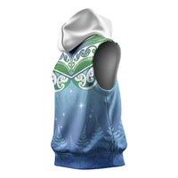 Aotearoa New Zealand New Year Sleeveless Hoodie Maori Motifs with Silver Fern and Matariki Stars LT03 - Polynesian Pride