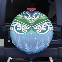Aotearoa New Zealand New Year Spare Tire Cover Maori Motifs with Silver Fern and Matariki Stars