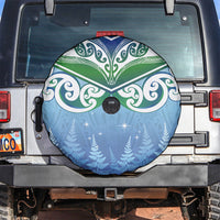 Aotearoa New Zealand New Year Spare Tire Cover Maori Motifs with Silver Fern and Matariki Stars