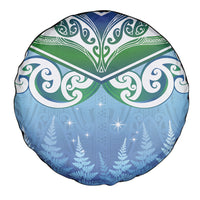 Aotearoa New Zealand New Year Spare Tire Cover Maori Motifs with Silver Fern and Matariki Stars