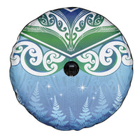 Aotearoa New Zealand New Year Spare Tire Cover Maori Motifs with Silver Fern and Matariki Stars