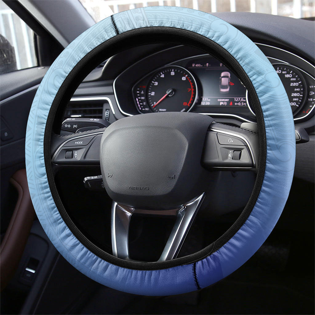Aotearoa New Zealand New Year Steering Wheel Cover Maori Motifs with Silver Fern and Matariki Stars