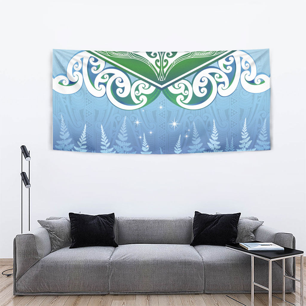 Aotearoa New Zealand New Year Tapestry Maori Motifs with Silver Fern and Matariki Stars