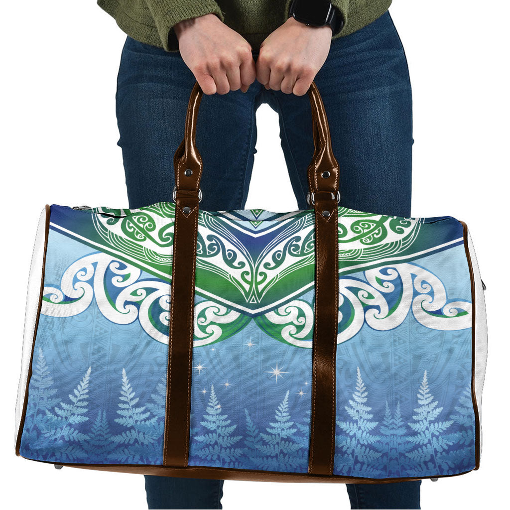 Aotearoa New Zealand New Year Travel Bag Maori Motifs with Silver Fern and Matariki Stars