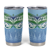 Aotearoa New Zealand New Year Tumbler Cup Maori Motifs with Silver Fern and Matariki Stars
