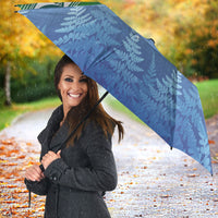 Aotearoa New Zealand New Year Umbrella Maori Motifs with Silver Fern and Matariki Stars