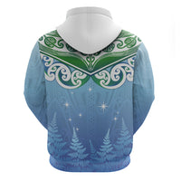 Aotearoa New Zealand New Year Zip Hoodie Maori Motifs with Silver Fern and Matariki Stars