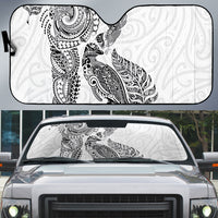 Aotearoa Moko Tribal Tattoo Auto Sun Shade New Zealand Maori Penguin and Fantail White Color