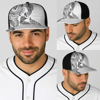 Aotearoa Moko Tribal Tattoo Baseball Net Cap New Zealand Maori Penguin and Fantail White Color