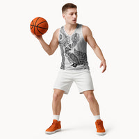 Aotearoa Moko Tribal Tattoo Basketball Jersey New Zealand Maori Penguin and Fantail White Color