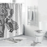 Aotearoa Moko Tribal Tattoo Bathroom Set New Zealand Maori Penguin and Fantail White Color LT03 Bathroom Set (4 pcs) White - Polynesian Pride