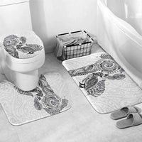 Aotearoa Moko Tribal Tattoo Bathroom Set New Zealand Maori Penguin and Fantail White Color LT03 Mat Set Only (3 pcs) One Size White - Polynesian Pride