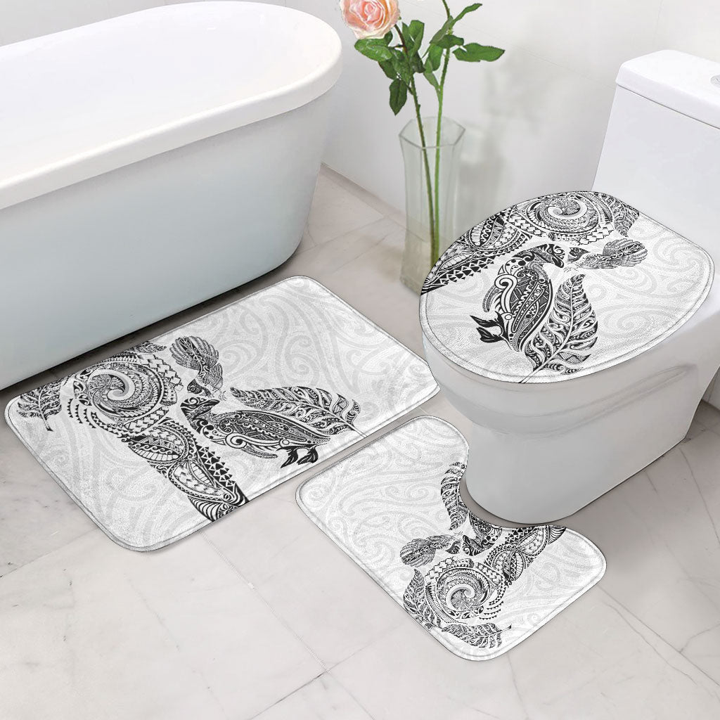 Aotearoa Moko Tribal Tattoo Bathroom Set New Zealand Maori Penguin and Fantail White Color LT03 - Polynesian Pride