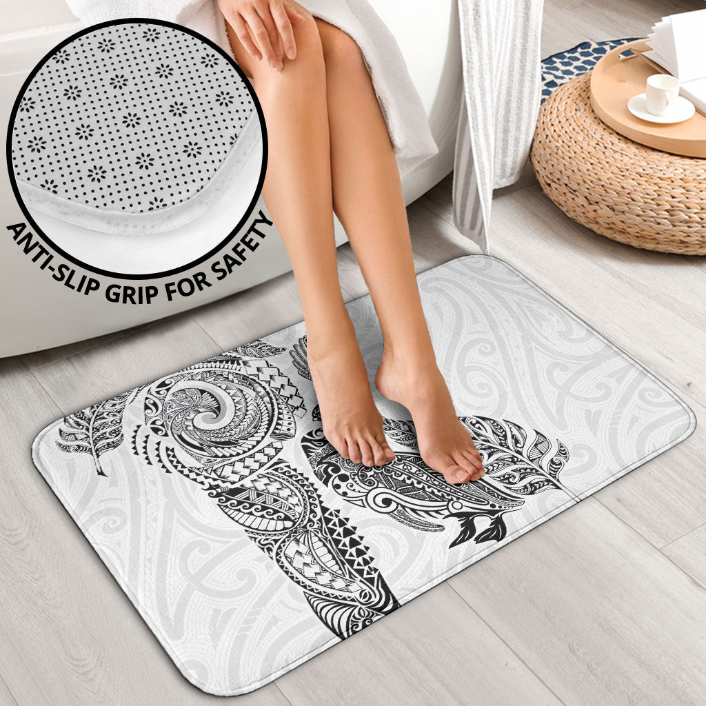 Aotearoa Moko Tribal Tattoo Bathroom Set New Zealand Maori Penguin and Fantail White Color LT03 - Polynesian Pride