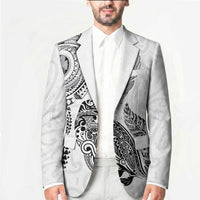 Aotearoa Moko Tribal Tattoo Blazer New Zealand Maori Penguin and Fantail White Color