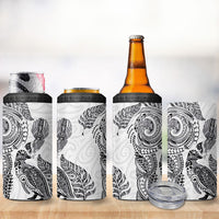 Aotearoa Moko Tribal Tattoo 4 in 1 Can Cooler Tumbler New Zealand Maori Penguin and Fantail White Color