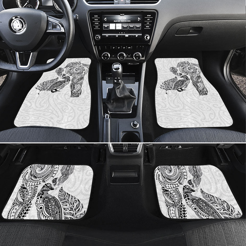Aotearoa Moko Tribal Tattoo Car Mats New Zealand Maori Penguin and Fantail White Color