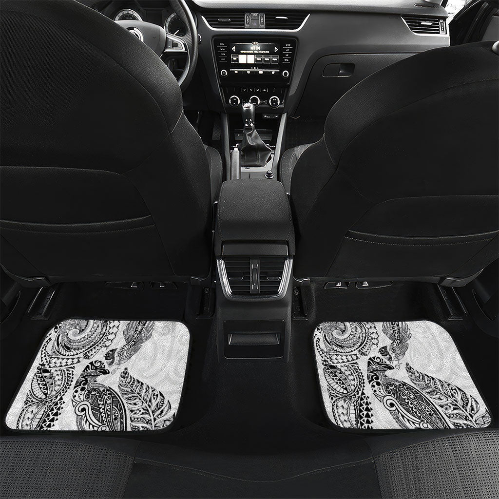 Aotearoa Moko Tribal Tattoo Car Mats New Zealand Maori Penguin and Fantail White Color