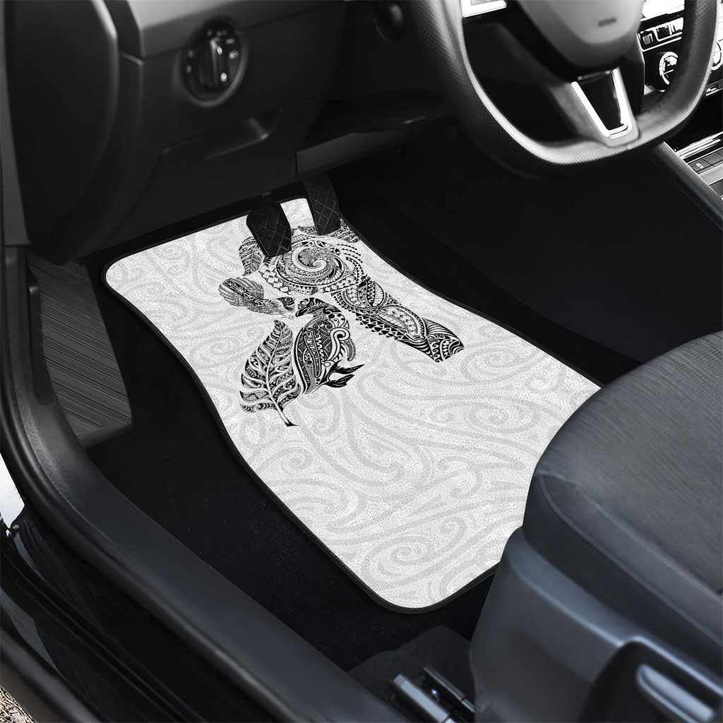 Aotearoa Moko Tribal Tattoo Car Mats New Zealand Maori Penguin and Fantail White Color