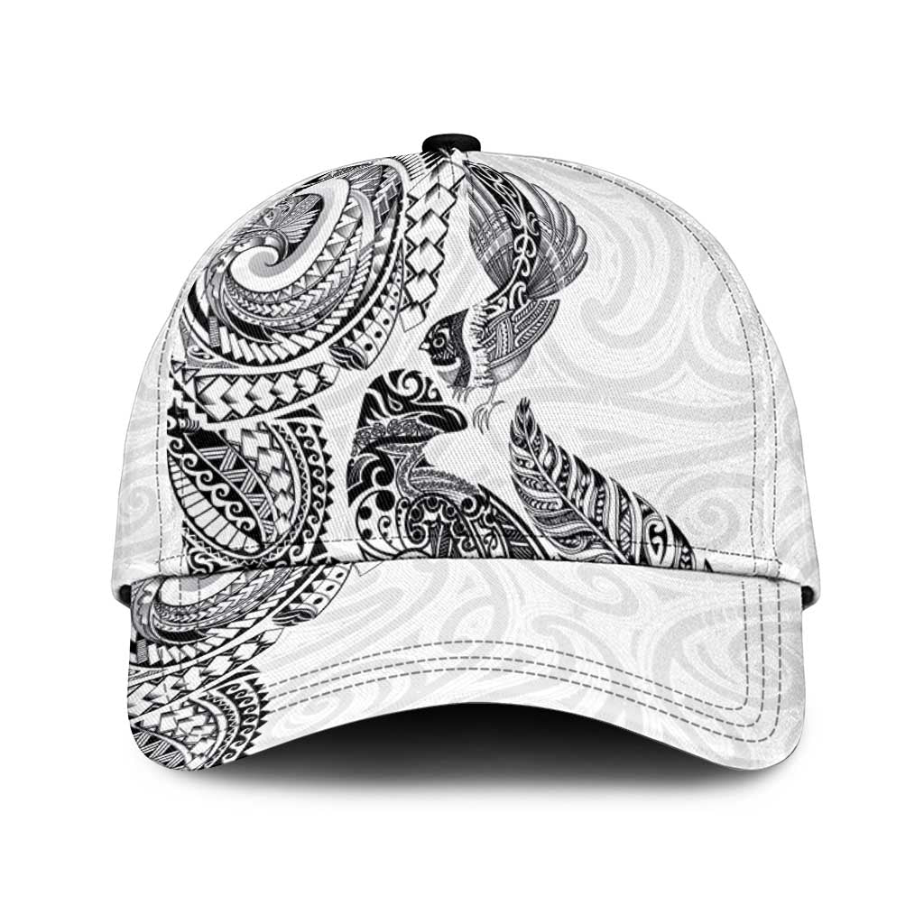 Aotearoa Moko Tribal Tattoo Classic Cap New Zealand Maori Penguin and Fantail White Color