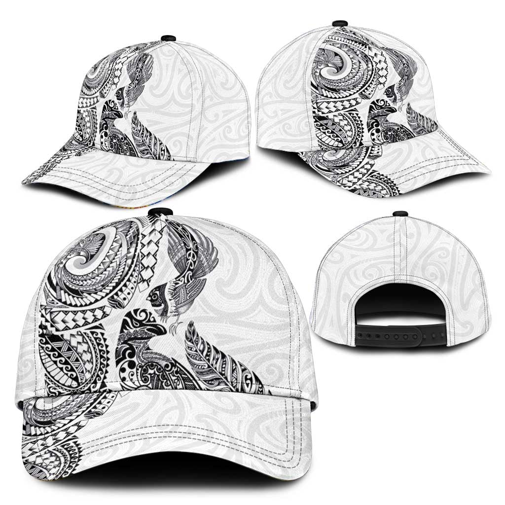 Aotearoa Moko Tribal Tattoo Classic Cap New Zealand Maori Penguin and Fantail White Color