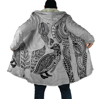 Aotearoa Moko Tribal Tattoo Cloak New Zealand Maori Penguin and Fantail White Color