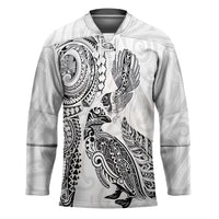 Aotearoa Moko Tribal Tattoo Hockey Jersey New Zealand Maori Penguin and Fantail White Color