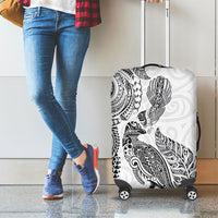 Aotearoa Moko Tribal Tattoo Luggage Cover New Zealand Maori Penguin and Fantail White Color LT03 - Polynesian Pride